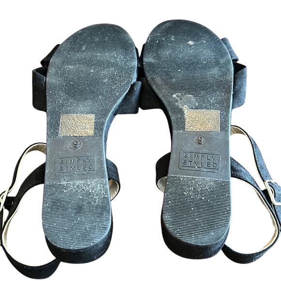 Simply Styled 9M Capri Black Faux Suede Sandals Vintage Look Retro - Picture 4 of 5